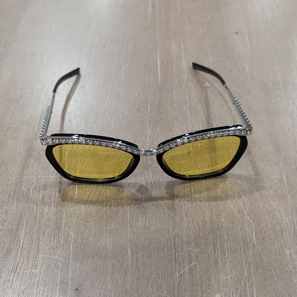 $1395 Mens Authentic GUCCI 56mm Crystal Rectangle Sunglasses Black - Picture 1 of 12